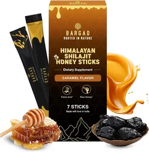 Bargad Himalayan Shilajit Sticks with Organic Honey & Caramel (7 Count) - Dietary Supplement with 85+ Trace Minerals & 75%+ Fulvic Acid for Energy & Immunity Healthcare Natural