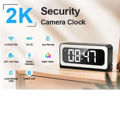 Smart Digital Clock Camera with Dual Band WiFi (5GHz & 2.4GHz) | Home Security & Real-Time Monitoring System