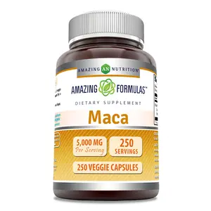Amazing Formulas Maca Supplement | 5000 Mg | 250 Veggie Capsules | Non-GMO | Gluten-Free | Made in USA