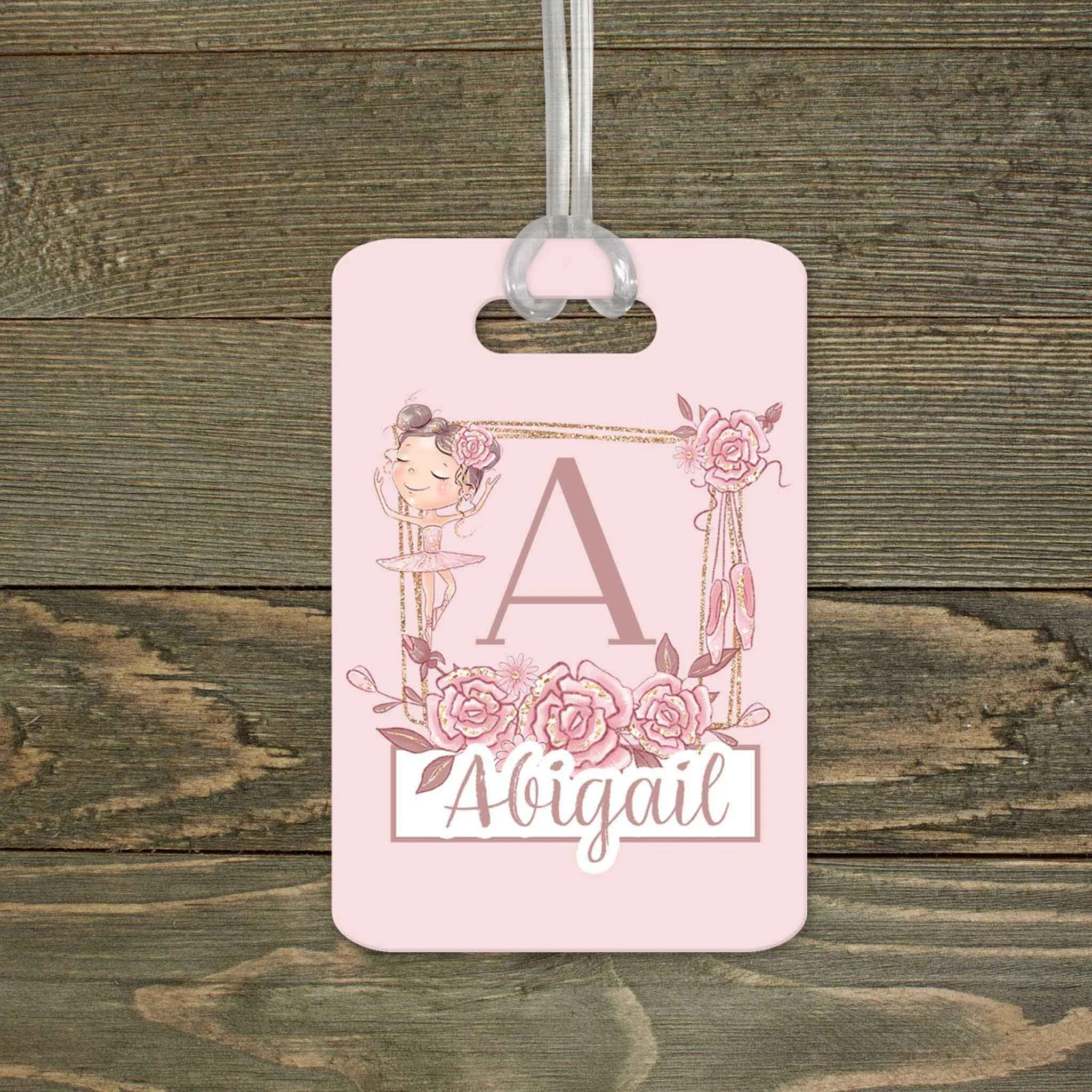 Personalized Luggage Tag | Custom Monogram Bag Tag | Ballerina Flower