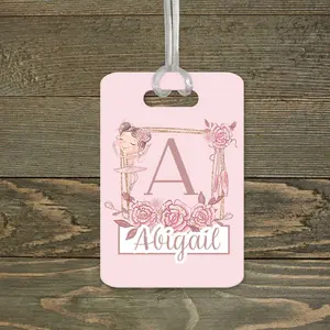 Personalized Luggage Tag | Custom Monogram Bag Tag | Ballerina Flower