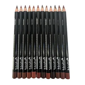 Nabi 12 BROWN Color Lip Liner Pencil Set - TYPE B - 12 Shades of Brown 5.5" Long-Lasting Brown Matte Shades with Beeswax & Mineral Oil Makeup Cosmetic
