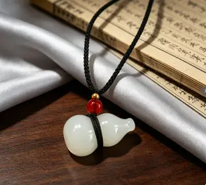 Taoist Gourd Amulet Necklace - Bless Health & Guard Love, Natural Jade Pendant