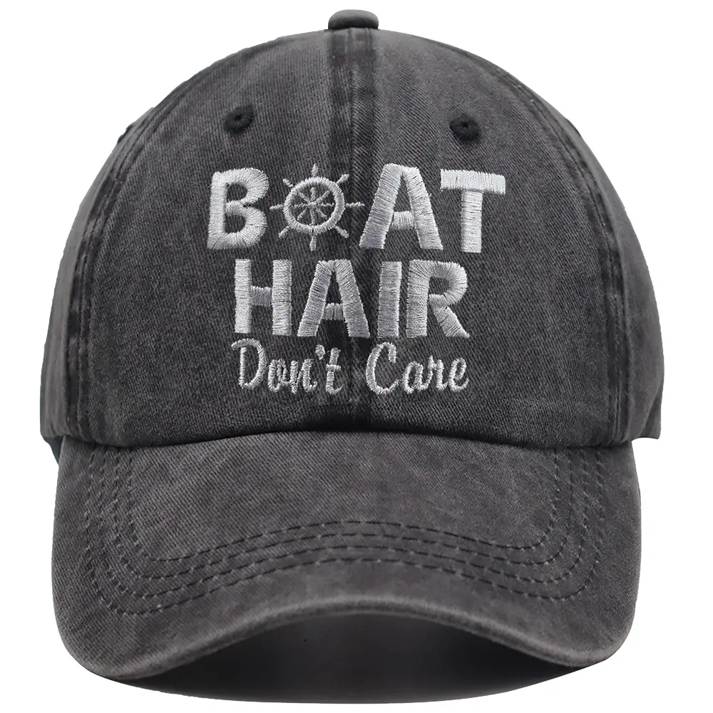 Boat Hats for Women Men, Embroidered Boat Hair Don't Care Hat, Adjustable Lake Life Baseball Cap, Funny Boat Accessories Gifts for Boaters
