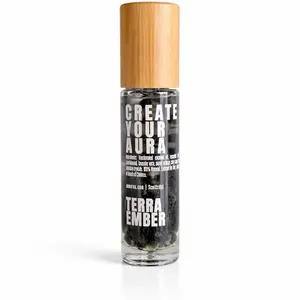 Terra Ember Crystal-Infused Essential Oil Roll-On with Black Obsidian for Grounding, Protection & Inner Strength