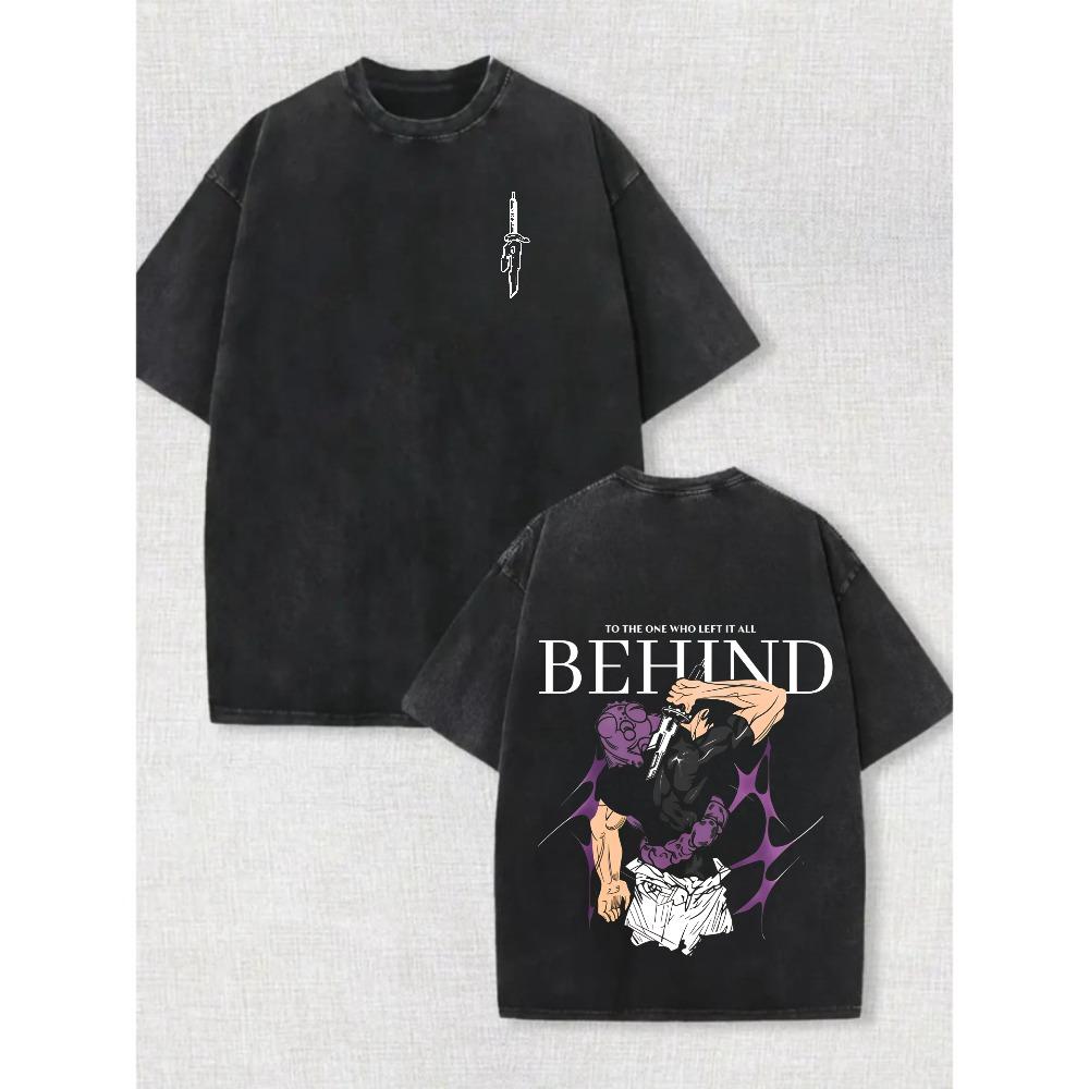 Jujutsu Kaisen Toji Fushiguro Washed Oversized T-Shirt, Toji Behind Anime Graphic Tee, Vintage JJK Streetwear For Men