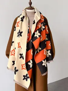 Women's Fall Winter Scarf, Long Colorblock Faux Wool Neck Warmer, Thickened Warmth Accessory, Stylish & Versatile Design