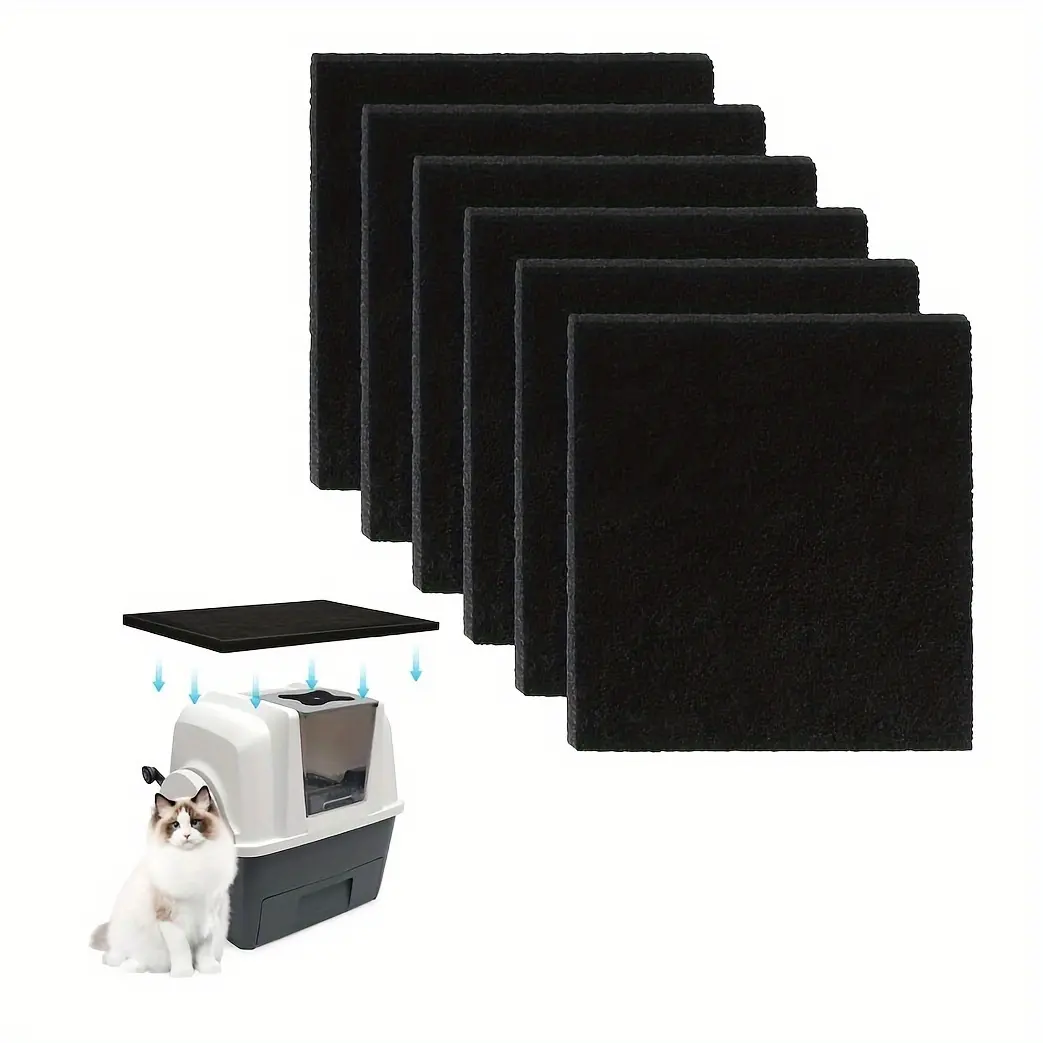 3/6 Piece Set Activated Carbon Cat Litter Box Filter, High Absorption Closed-Style Replacement Filter, Odor Eliminator, Odor Destroyer