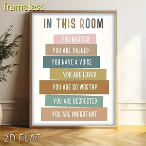 1 color logo encouraging and inspiring canvas poster, simple home decoration 2D flat printing frameless painting
