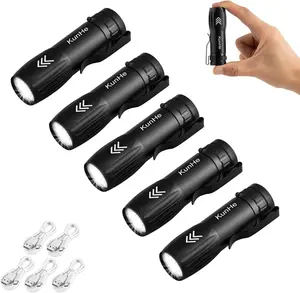 5 Pack Mini Flashlight Rechargeable Bulk USB-C Small High Lumen Flashlight Clip-on Portable Pocket Flash Light for EDC Emergency Home Use