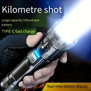 Powerful XHP50 Led Flashlight Built-in Battery Rechargeable Torch Lights Super Bright Zoomable Light Camping Lantern