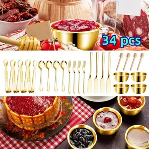 Charcuterie Board Accessories Stainless Steel Cheese Spreaders Forks Spoons Mini Serving Tongs Honey Dippers Sauce Cups Toothpick Flags Charcuterie Utensils