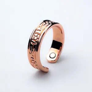 100% Pure Copper Magnetic Therapy Ring, Adjustable Copper Ring for Men & Women, Handmade Copper Jewelry
