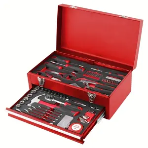Mechanics Tool Set with Drawer, Heavy Duty Metal Box with Household Tool Kit, Portable Tool Organizer Case for Auto Repair, Garage, Warehouse, Workshop, Repair Shop