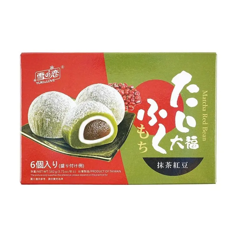 Yuki & Love Marshmallow Mochi Rice Cake - Matcha Green Tea Red Bean Flavor, 162g Ambient Tea-Infused Treat, 3 Textures, Nostalgic and Fun, Ideal for Gifting, Suitable for Adults
