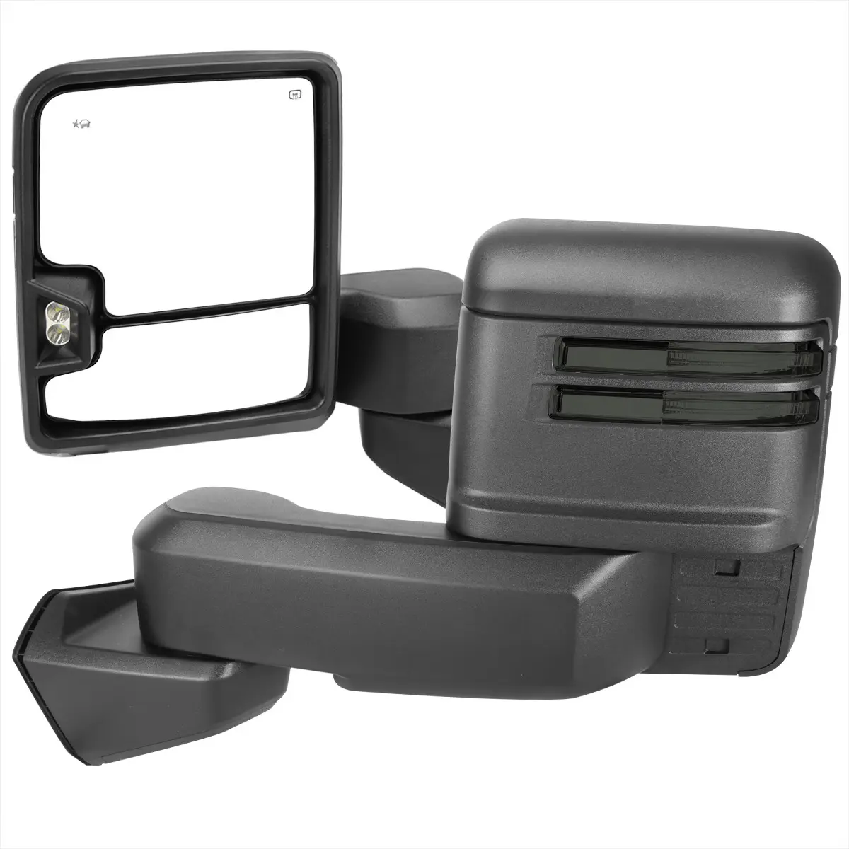 2019-2022 Sierra 1500 Power Adjustable, Heated, & Manual Extendable Black Towing Mirrors w/ Smoke Lens LED Turn Signal & Clearance Lights