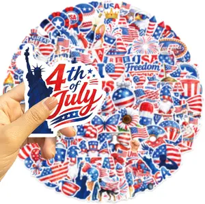 100 Pack Patriotic USA Stickers - Waterproof Independence Day Vinyl Decals for Laptop, Water Bottle, Journal, Helmet & Scrapbook
