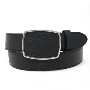 Original Leather Cowboy Belt Black Color Metal Buckle - La Careta