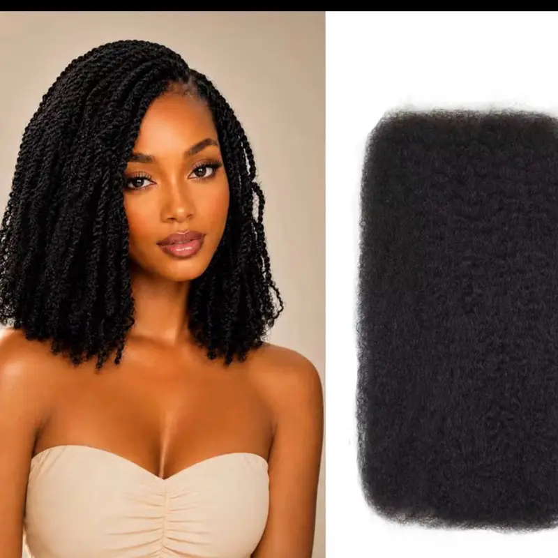30g Afro Kinky 100%Human Hair Bulk Extensions - Double Drawn, Double Weft, Real Hair Extensions for Braiding, Mini Twist, Microlocs, Hot Braids Deep Wave