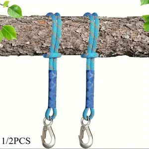 Nylon Rope with Metal Hooks, Wear-Resistant Hanging Rope for Swings, Hammocks, Patio Chairs, Garden, Camping, Durable Outdoor Gear