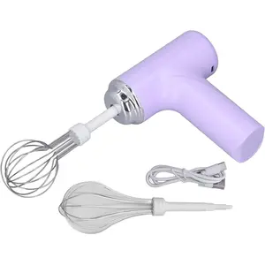 Electric Hand Mixer Whisk, 3 Speed USB Rechargeable Handheld Electric Egg Beater, Small Lightweight Portable Mixer with 2 Mixing Whisks for Milkshake, Cream, Cake, Baking, Coffee, Cooking and Kitchen Baking Tools