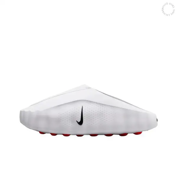 White Recovery Slide Sandals, Perforated Breathable Upper, Wave Shaped Cushion Sole With Red Anti-Slip Outsole Nubs, NK001