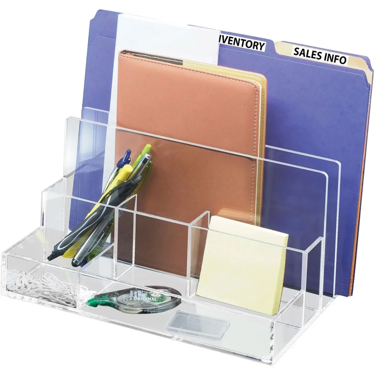 212 MAIN Kantek KTKAD245 Acrylic File Sorter Desk Organizer - Elegant Look Office Accessories, Stationery Holder, File Rack, Folder Storer