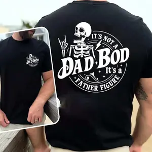 Its Not A Dad Bod Its A Father Figure T-shirt, Dad Bod T-shirt, Father Figure T-shirt,Fatherhood T- shirt,Funny Dad T-shirt, Funny Skeleton, Vintage Dad Shirt Cotton Fabric