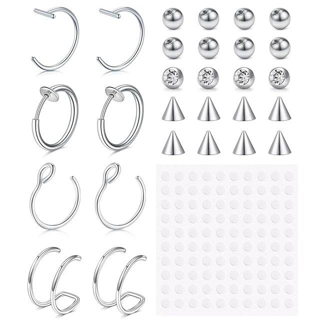 Fake Piercings Stickers Fake Lip Piercing Fake Lip Ring Fake Nose Ring Hoop Fake Snake Bites Fake Eyebrow Piercing Clip Lip Ring Fake Eyebrow Ring Fake Face Piercings Fake Peircings