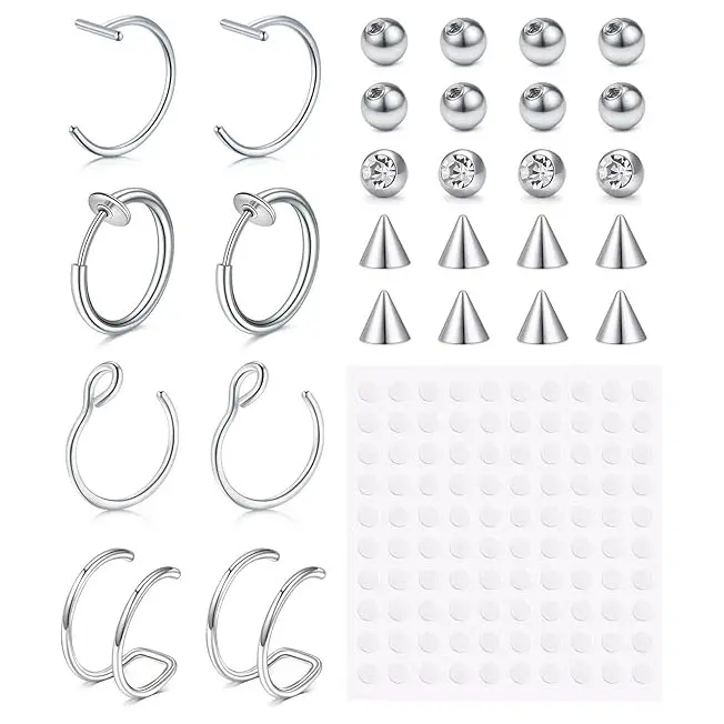 Fake Piercings Stickers Fake Lip Piercing Fake Lip Ring Fake Nose Ring Hoop Fake Snake Bites Fake Eyebrow Piercing Clip Lip Ring Fake Eyebrow Ring Fake Face Piercings Fake Peircings
