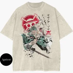 Roronoa Zoro One Piece Anime Streetwear Vintage Unisex T-Shirt, Anime Shirt, Crewneck Medium Cotton Short Slevee Casual Printed Streetwear T-Shirt         JEZ BU0