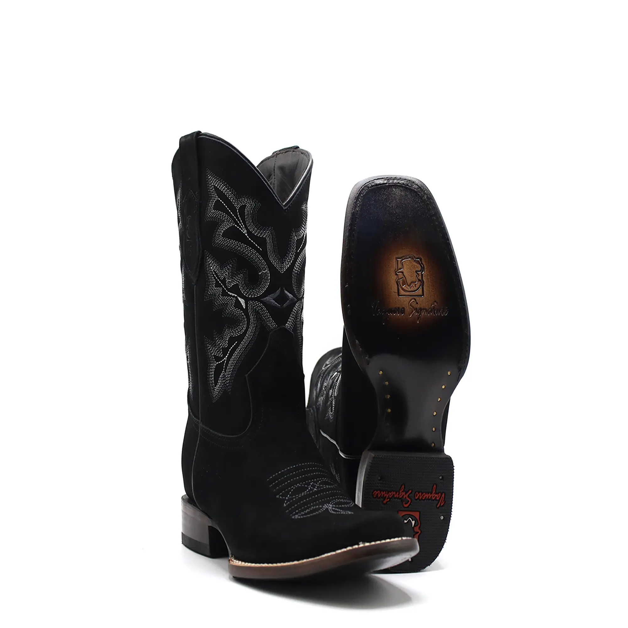 2555012601 - Vaquero Signature Men's Rodeo Square Toe Boots Nobuck Black