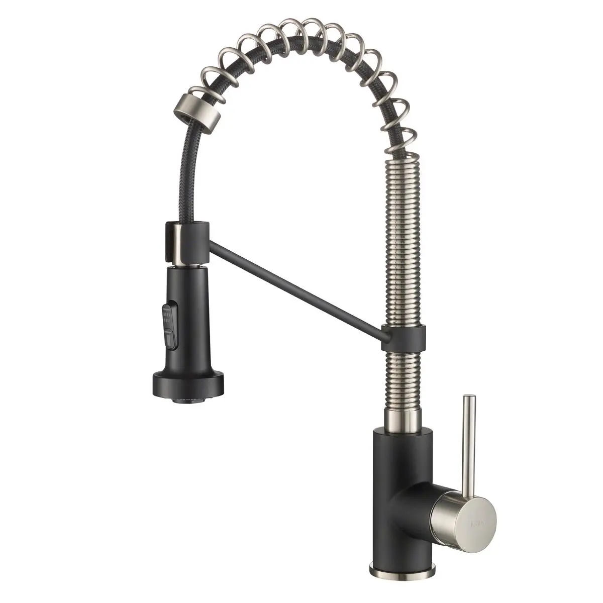 212 MAIN Kraus KPF-1610SSMB 18 in. Compact Commercial Kitchen Faucet, Dual Spray Pull-Down Sprayhead, Industrial Look, Durable Steel, Retractable 20" Hose, 7.5 lbs, Fits Under Most Cabinets, Pull-Down Head