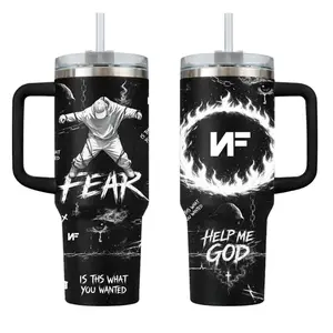 NF Real Music Tumbler, NF F.E.A.R Album Cup, 40 oz 20 oz Tumbler With Handle, Gift For Fans, For Men & Women