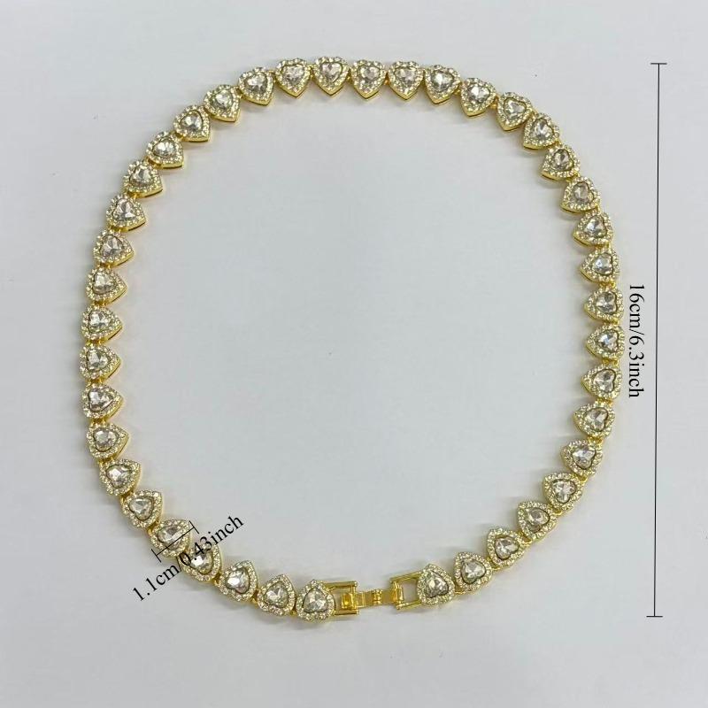 Hip-Hop Alloy Smiley Face Necklace & Full-Rhinestone Cuban Link Bracelet — Interlocking Ring Design, Edgy Punk Style (Unisex)