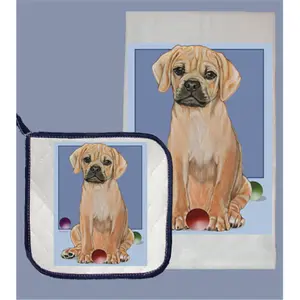 212 MAIN Pipsqueak Productions DP578 Quilted Cotton Kitchen Towel and Pot Holder Set - Absorbent, Puggle-Designed, Ideal for Gifting, Gift