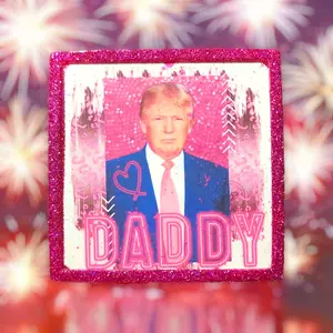 Trump "Daddy" Car Freshener - Pink Design with Glittery Edge, Ideal for Freshening Car Interiors: Blueberry Crumb Cake Scent carfreshies of