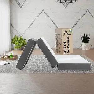 , 3-Inch Tri-Folding Gel Mattress Breathable Mesh, Soft, Cot Pad, Removable and Washable Cover, Comfortable, Therapeutic Qualities, 25-Inch, White