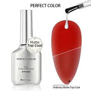 PERFECT COLOR Matte Gel Top Coat Soft Matte Nails No Crack Matte Top Coat Nail Polish Clear Nail Polish Long Lasting Clear Coat Matt Effect For Manicure Salon Nail Care Perfect For Christmas Nails Art Design