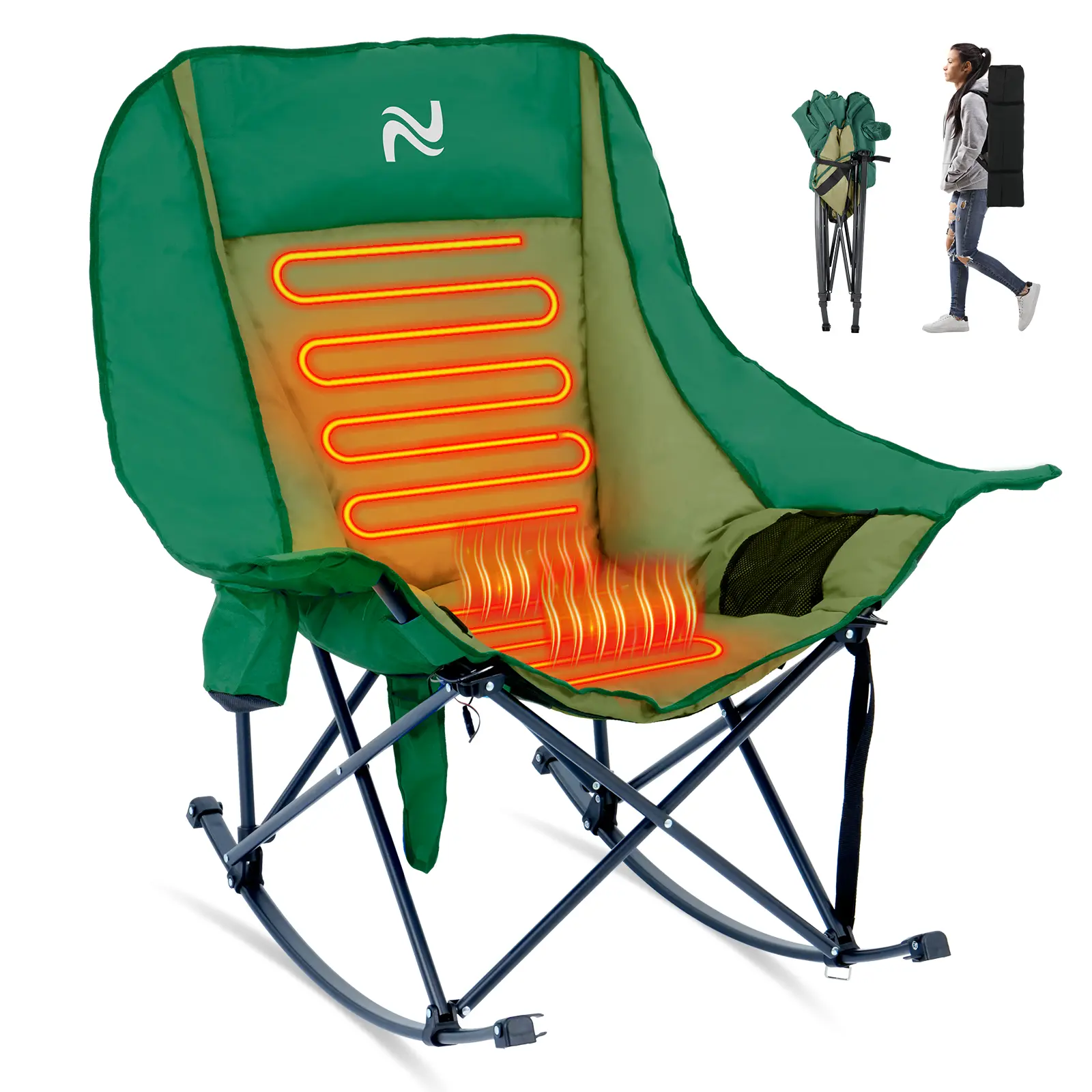 Dark Green-Heated Rocking Chair