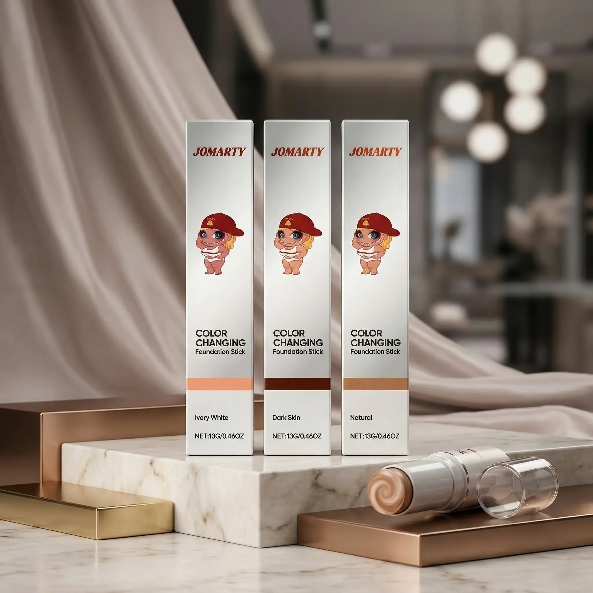 3-Piece Color Changing Foundation Stick Set, Blendable Cream with Buildable Super Coverage for a Flawless Matte Finish - Waterproof, Lightweight