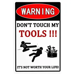 Funny Garage Decor Humor Man Cave Bar Signs Don't Touch My Tools Tin Sign Vintage Poster Tin Painting Metal Sign Decor Iron Plating 8x12in