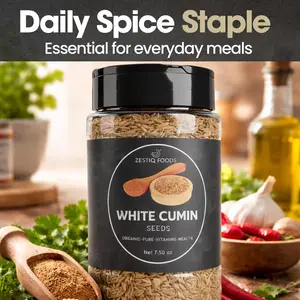 ZF Organic White Cumin Seeds 7.5 oz - Pure & Healthy Spice for Enhanced Flavor