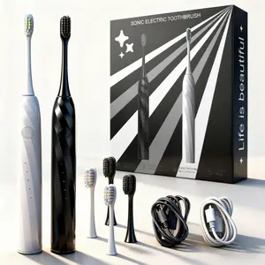 Rechargeable Electric Toothbrush for Adults with 5 Cleaning Modes, 2-Min Smart Timer & 4 Brush Heads – Powerful Plaque Removal & Whitening