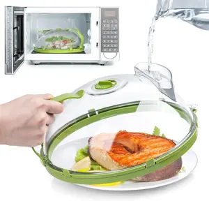 Clear Microwave Food Cover with Handle – 10" Splatter Guard Plate Cover with Water Steamer Vent