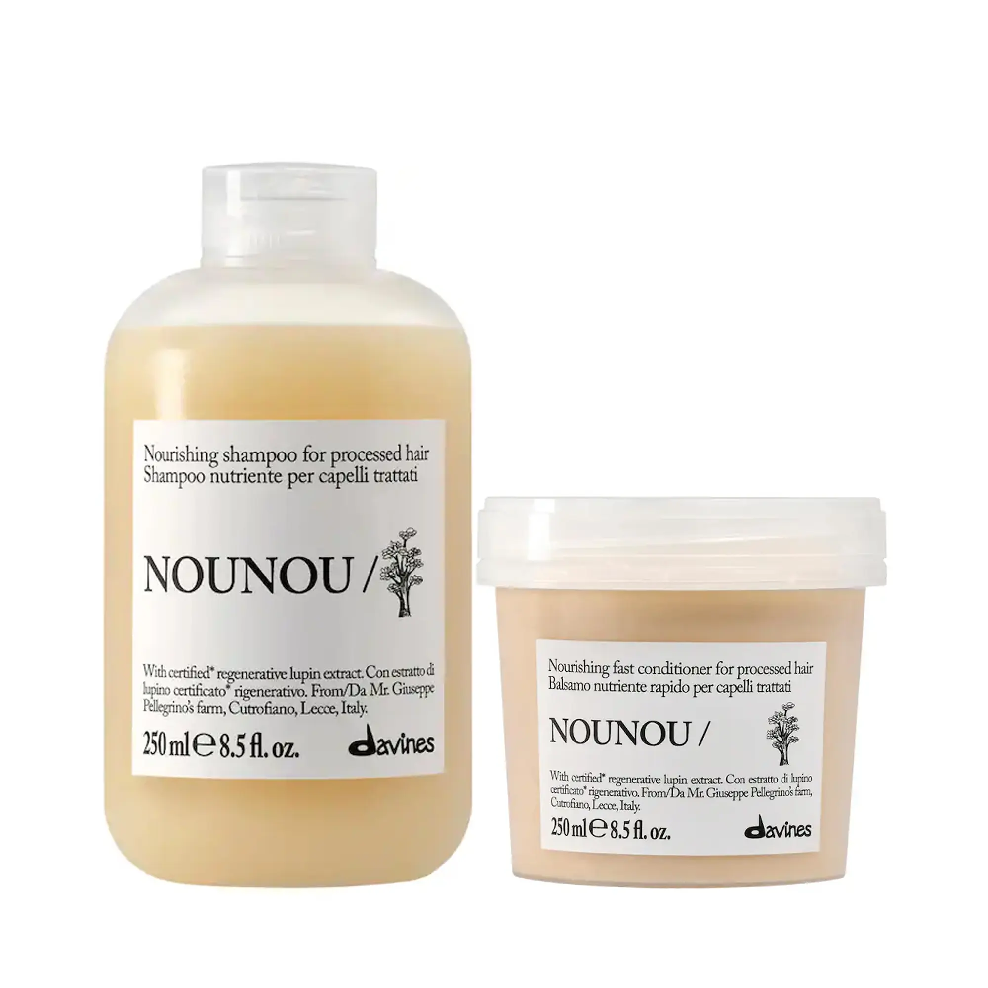 Davines NOUNOU Duo - Nourishing Shampoo & Conditioner Set for Damaged or Very Dry Hair