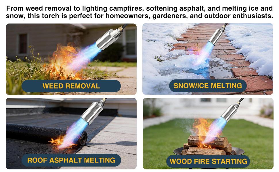 Propane Torch Weed Burner,Blow Torch,Heavy Duty,High Output Flamethrower with Turbo Trigger Push Button Igniter and 10 FT Hose for Roof Asphalt,Ice Snow,Road Marking