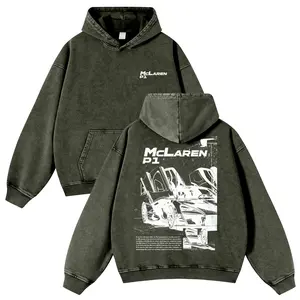 P1 Supercar 380g Autumn VIntage Washed Hoodie Graphic Sweatshirt