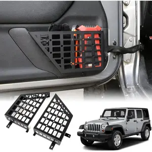 Metal Front Door Storage Pockets Compatible with 2007-2018 Wrangler JK JKU 2/4 Front Door Side Insert Stainless Steel Upgraded