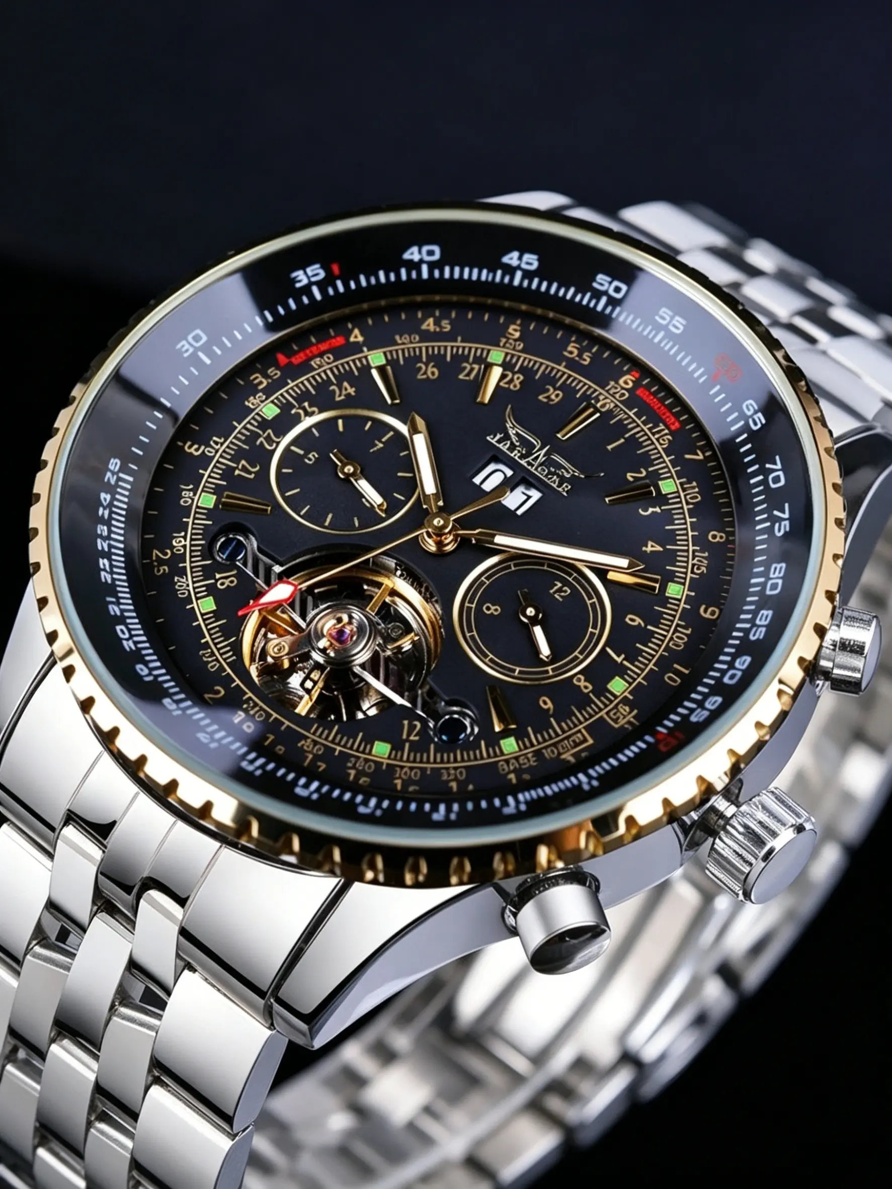 Men's High-End Automatic Mechanical Watch, Open Heart Tourbillon, Luminous Waterproof, Stainless Steel Strap, Business Casual Sport Watch